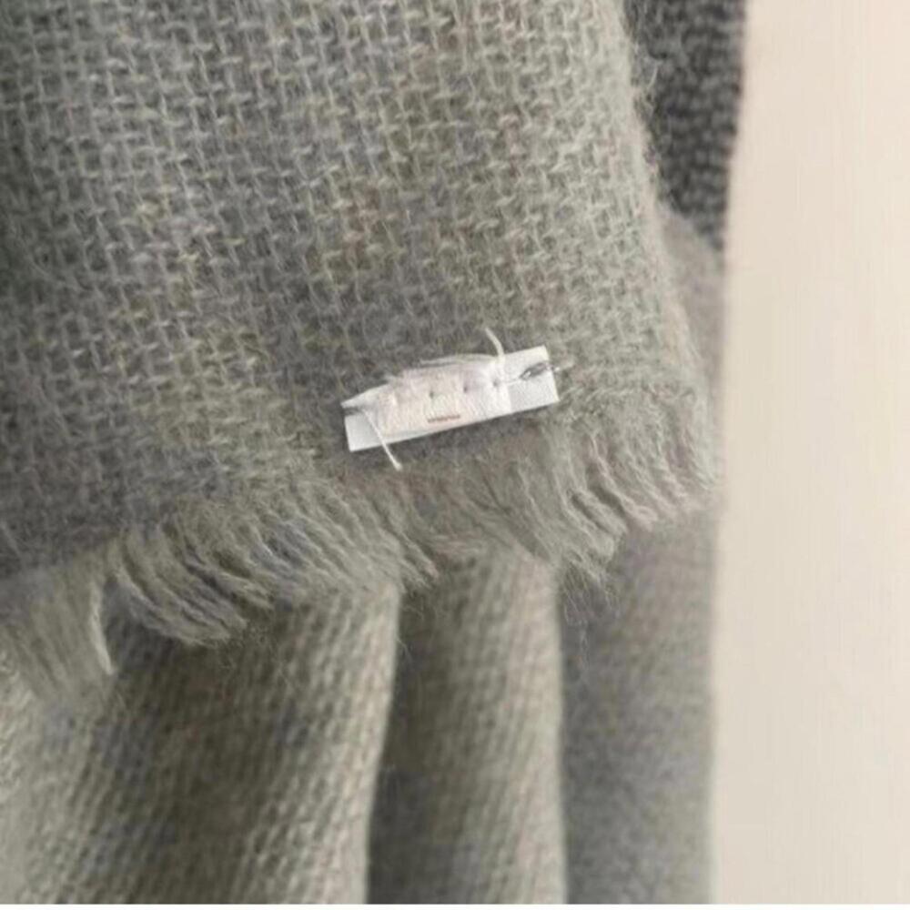 Grey Plaid Patchwork Print Large Square Multi Use… - image 4